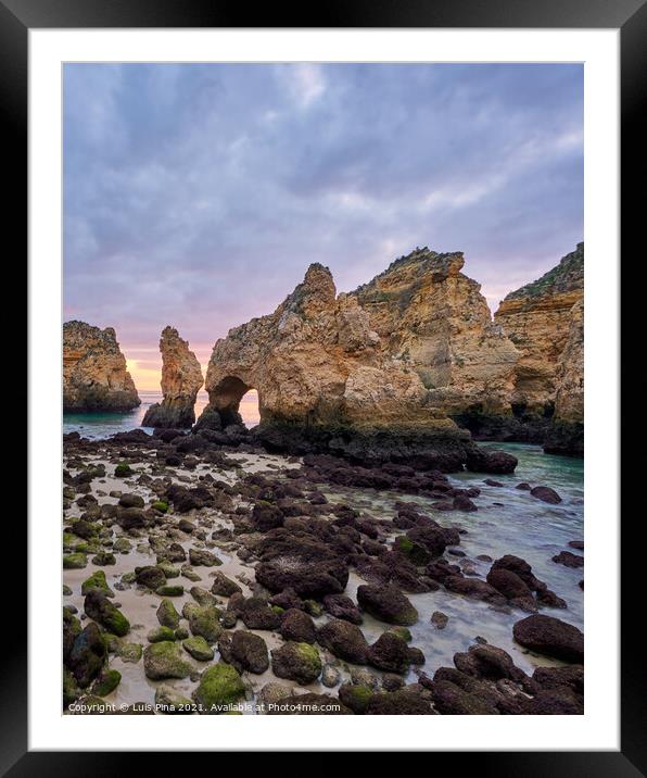 Ponta da Piedade in Lagos at sunrise, in Portugal Framed Mounted Print by Luis Pina