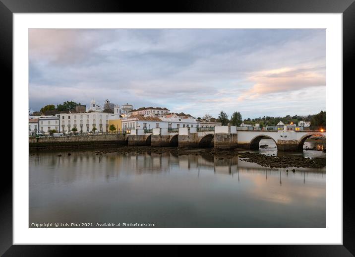 Tavira city view with river gilao in Algarve at sunset, Portugal Framed Mounted Print by Luis Pina