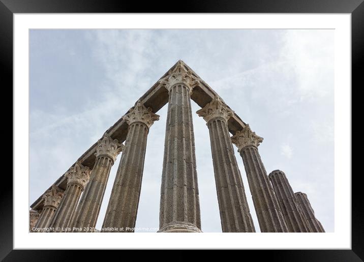 Roman Templo de Diana temple in Evora, Portugal Framed Mounted Print by Luis Pina