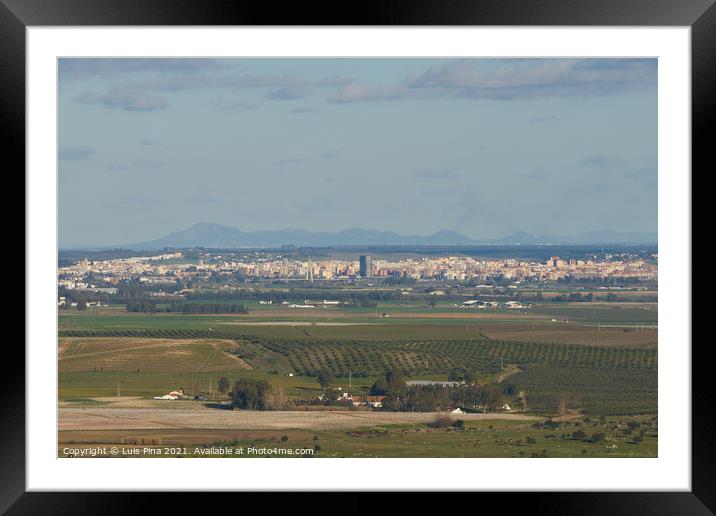 Badajoz view of the city with landscape from Elvas in Alentejo, Portugal Framed Mounted Print by Luis Pina