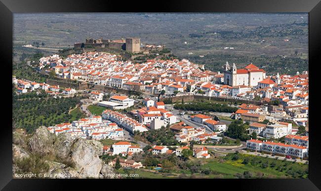 Castelo de Vide in Alentejo, Portugal from Serra de Sao Mamede mountains Framed Print by Luis Pina