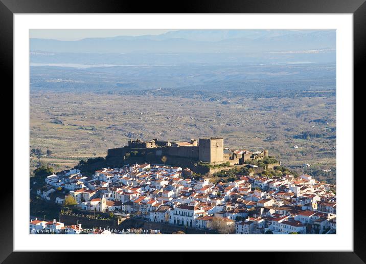 Castelo de Vide castle in Alentejo, Portugal from Serra de Sao Mamede mountains Framed Mounted Print by Luis Pina