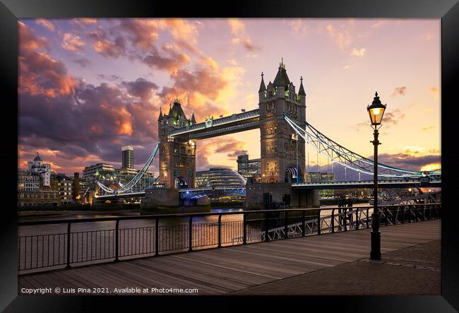 Tower Bridge at sunset in London Framed Print by Luis Pina