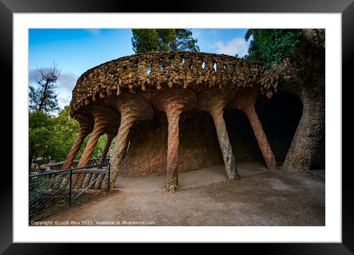 Park Guell Columns in Barcelona, Spain Framed Mounted Print by Luis Pina