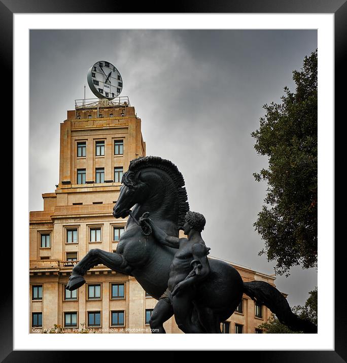 Placa de Catalunya Horse Statue Framed Mounted Print by Luis Pina
