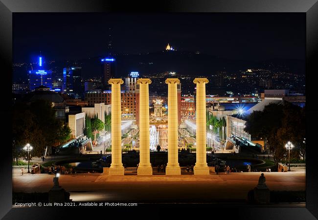 Columns in Montjuic in Barcelona, Spain Framed Print by Luis Pina