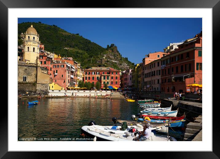 Vernazza Marina in Cinque Terre Framed Mounted Print by Luis Pina