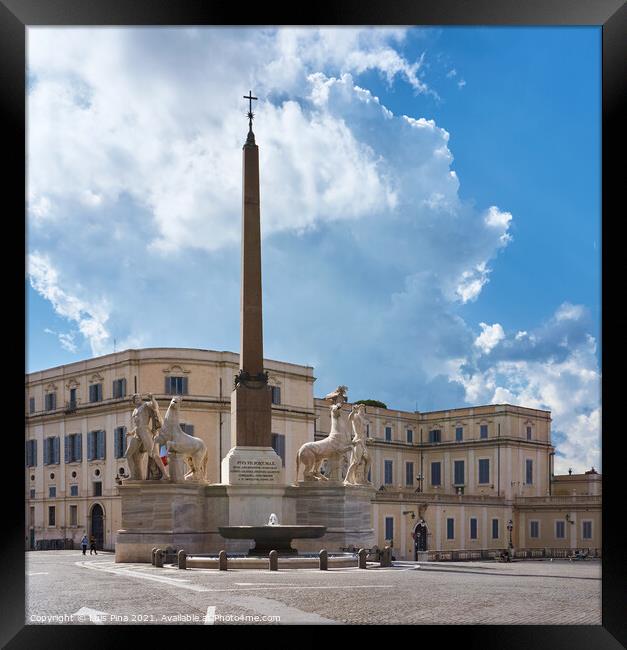 Obelisco del Quirinale in Rome, Italy Framed Print by Luis Pina