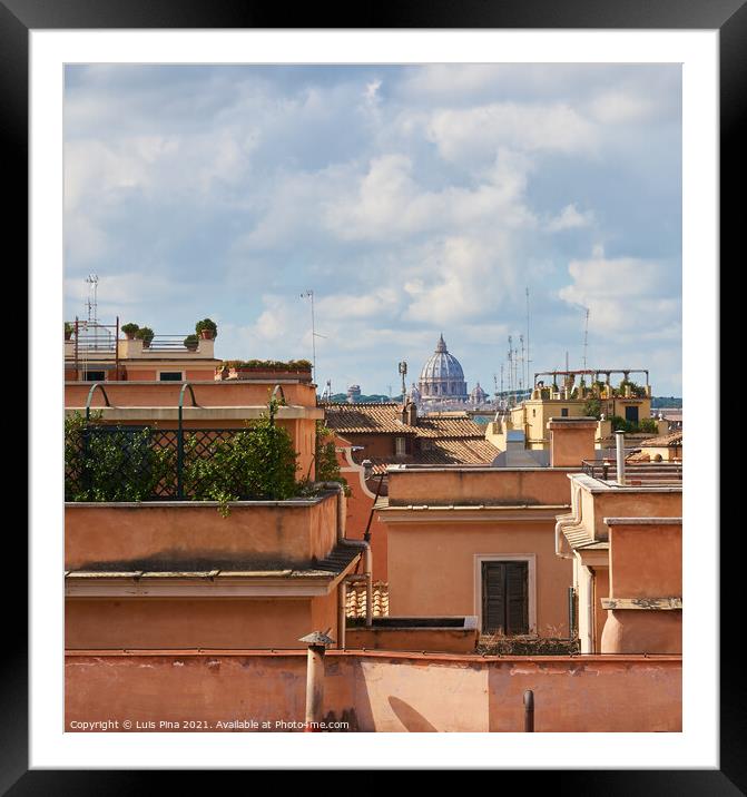 View of the Vatican from a street in Rome between beautiful antique buildings, in Italy Framed Mounted Print by Luis Pina