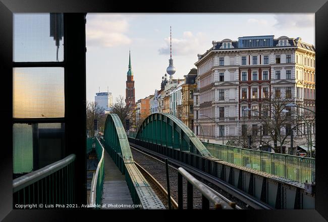 View from a Subway station in Berlin with colorful buildings, in Germany Framed Print by Luis Pina