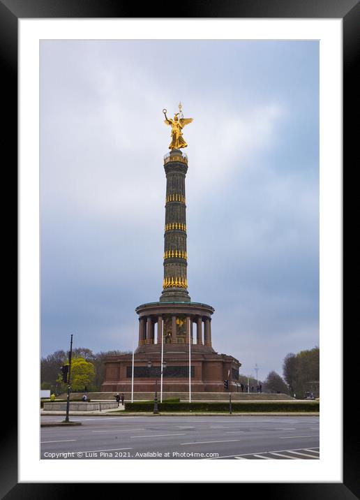 Victory Column Siegessäule in Berlin on a cloudy day Framed Mounted Print by Luis Pina