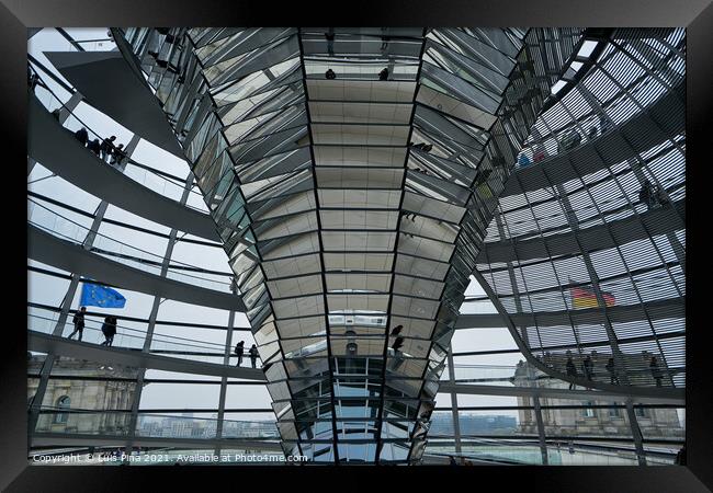 Interior of German Reichstag Parliament glass structure building Framed Print by Luis Pina