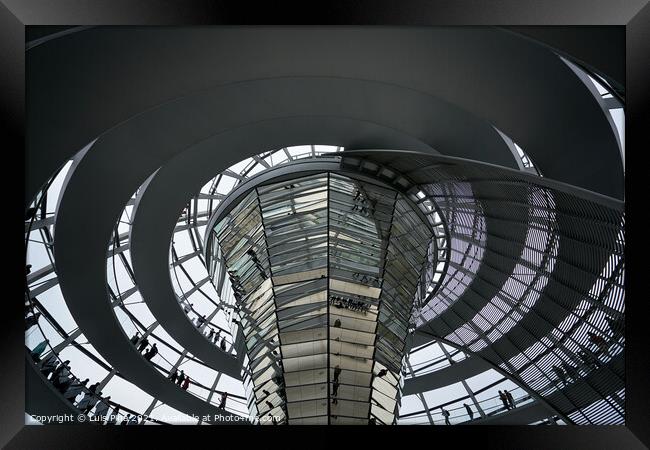 Interior of German Reichstag Parliament glass structure building Framed Print by Luis Pina