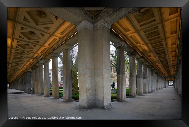 Columns in Alte Nationalsgalerie museum in Berlin Framed Print by Luis Pina