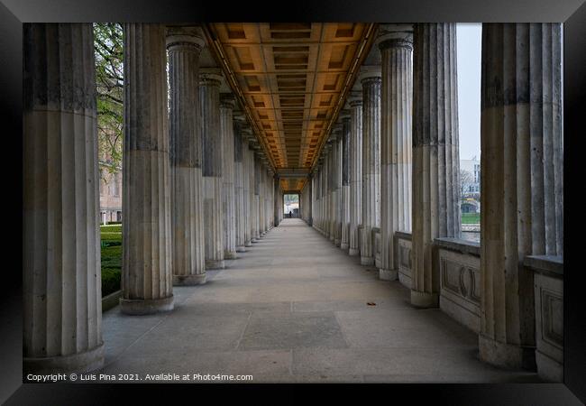 Columns in Alte Nationalsgalerie museum in Berlin Framed Print by Luis Pina