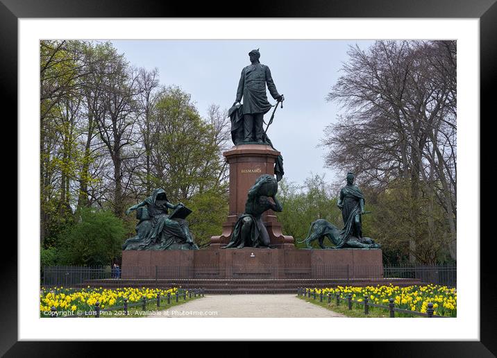 Statue at Bismarck Nationaldenkmal Memorial in the Berlin Tiergarten Framed Mounted Print by Luis Pina