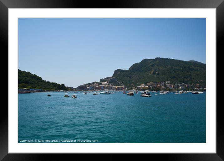 View of the beach and boats in Portovenere in Italy Framed Mounted Print by Luis Pina