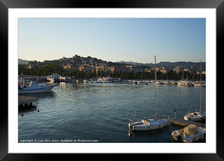 Boats in La Spezia Marina at sunset Framed Mounted Print by Luis Pina