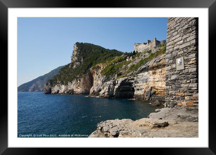 View of Saint Peter Church to Grotta di Lord Byron Cave in Portovenere Framed Mounted Print by Luis Pina