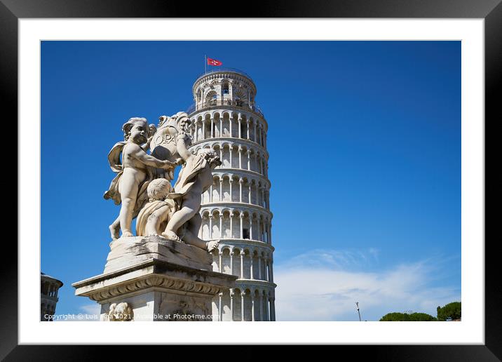 Putti Fountain Fontana dei Putti and Pisa Tower torre di Pisa Framed Mounted Print by Luis Pina
