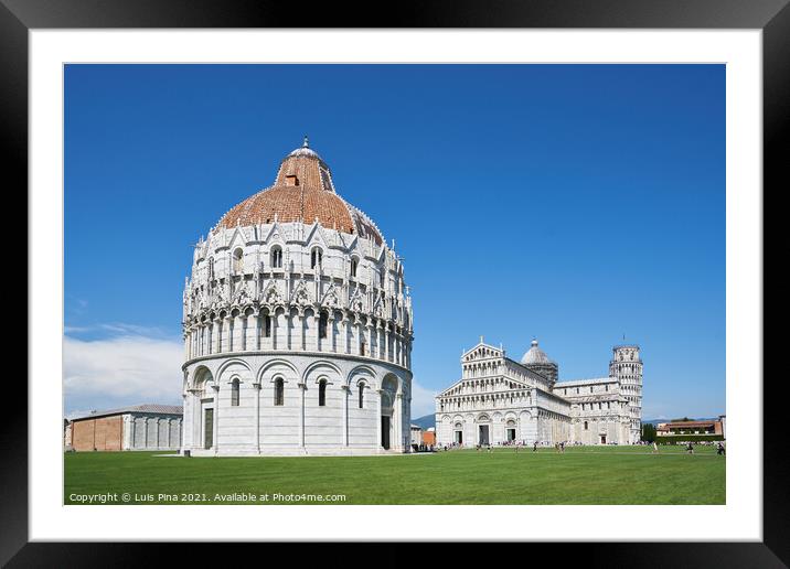 Pisa Cathedral and Pisa Baptistery Battistero di San Giovanni on a sunny day Framed Mounted Print by Luis Pina