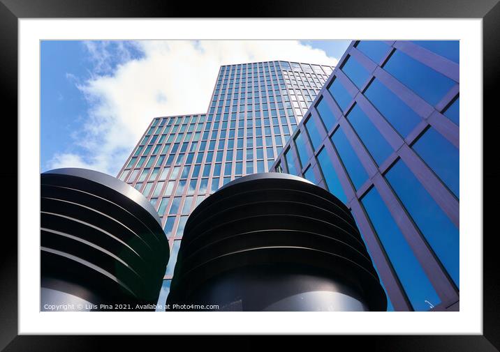 View from the street of the top of the buildings in St. Pauli Framed Mounted Print by Luis Pina