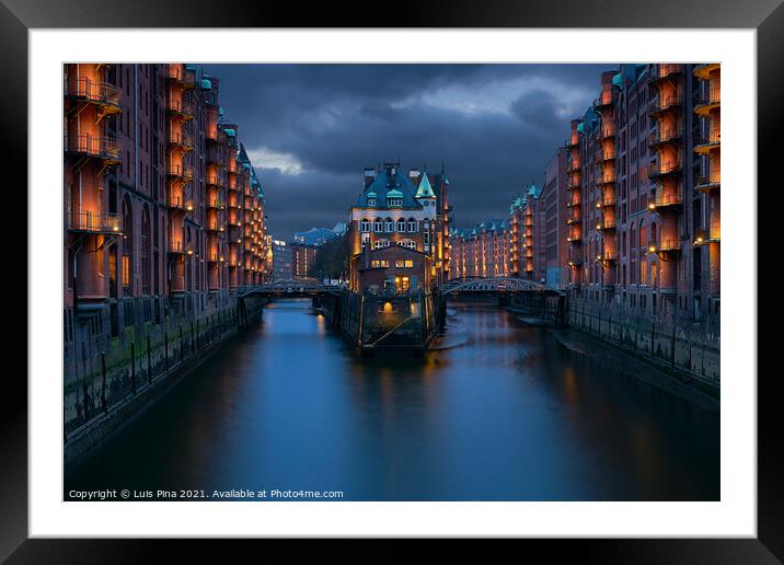 Traditional Buildings At The Speicherstadt Area In Hamburg Framed Mounted Print by Luis Pina