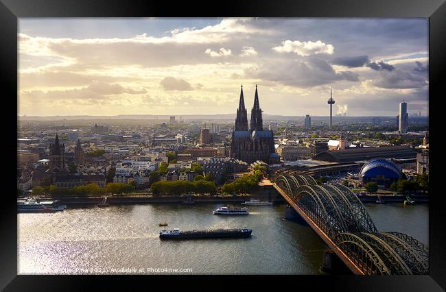 Cologne Cathedral Koelner Dom seen from the top of Cologne Koeln Triangle building Framed Print by Luis Pina