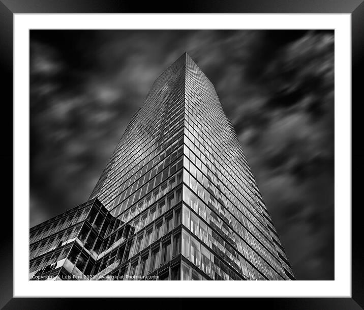 View of the top of Cologne Tower in black and white Framed Mounted Print by Luis Pina