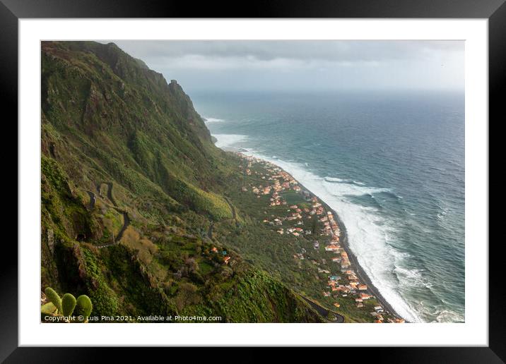 Aerial view of Paul do Mar from Faja da Ovelha in Madeira Framed Mounted Print by Luis Pina