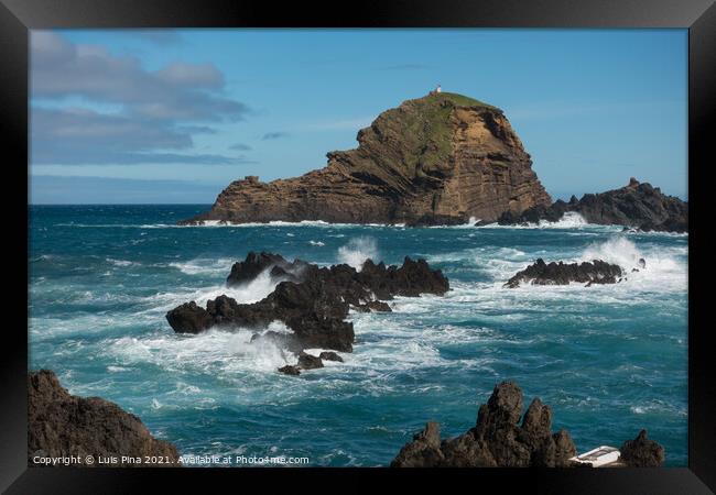 Mole islet in Porto Moniz in Madeira Framed Print by Luis Pina
