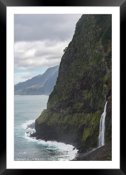 Bridal Veil Falls véu da noiva waterfalls in Madeira, Portugal Framed Mounted Print by Luis Pina