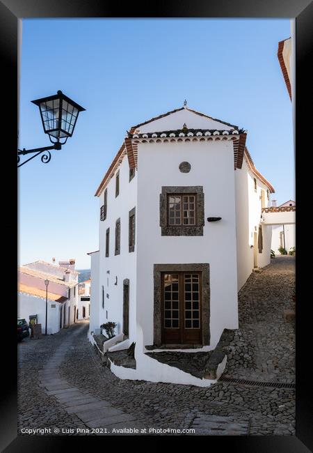Traditional houses on a beautiful street in Marvao, Alentejo, Portugal Framed Print by Luis Pina