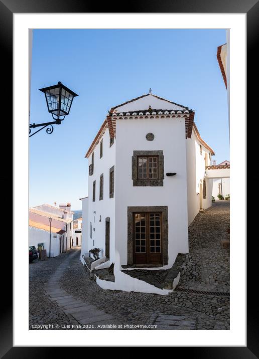 Traditional houses on a beautiful street in Marvao, Alentejo, Portugal Framed Mounted Print by Luis Pina