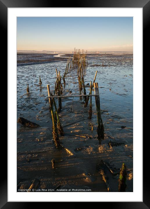 Carrasqueira Palafitic Pier in Comporta, Portugal at sunset Framed Mounted Print by Luis Pina