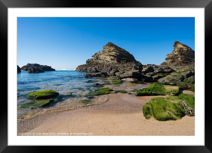 Praia da Samoqueira beach in Portugal Framed Mounted Print by Luis Pina