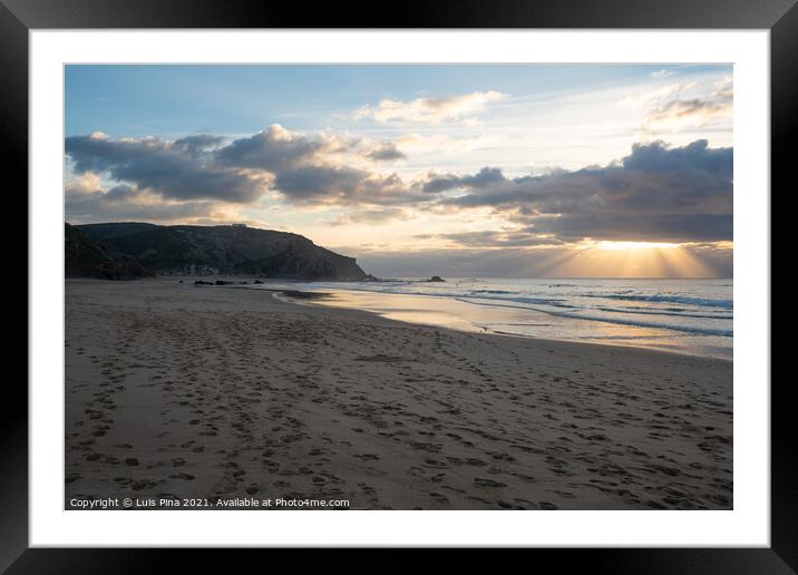 Praia do amado beach at sunset in Costa Vicentina, Portugal Framed Mounted Print by Luis Pina
