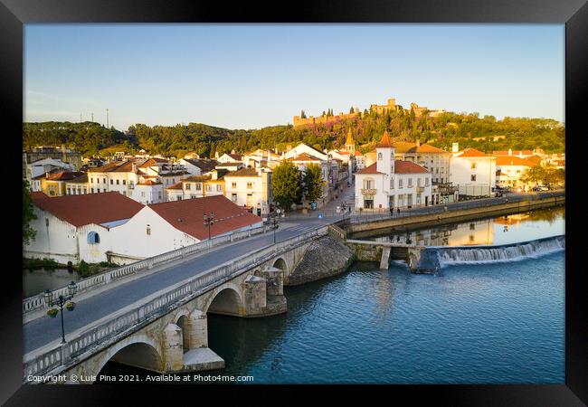 Aerial drone view of Tomar and Convento de cristo christ convent in Portugal Framed Print by Luis Pina