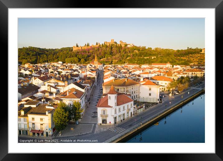 Aerial drone view of Tomar and Convento de cristo christ convent in Portugal Framed Mounted Print by Luis Pina