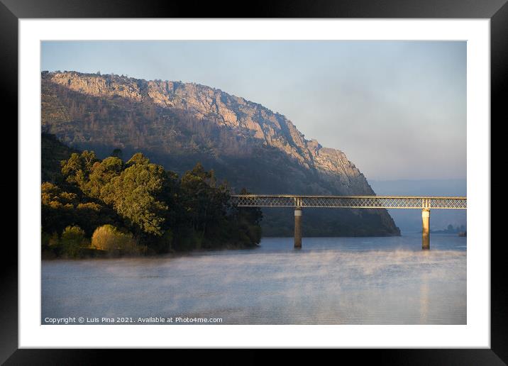 Portas de Rodao landscape in Vila Velha de Rodao with a beautiful bridge at sunrise, in Portugal Framed Mounted Print by Luis Pina