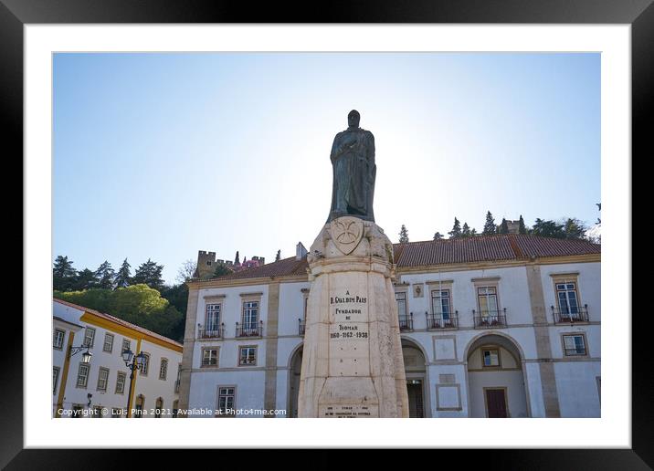 Statue in Praca da Republica in Tomar, Portugal Framed Mounted Print by Luis Pina