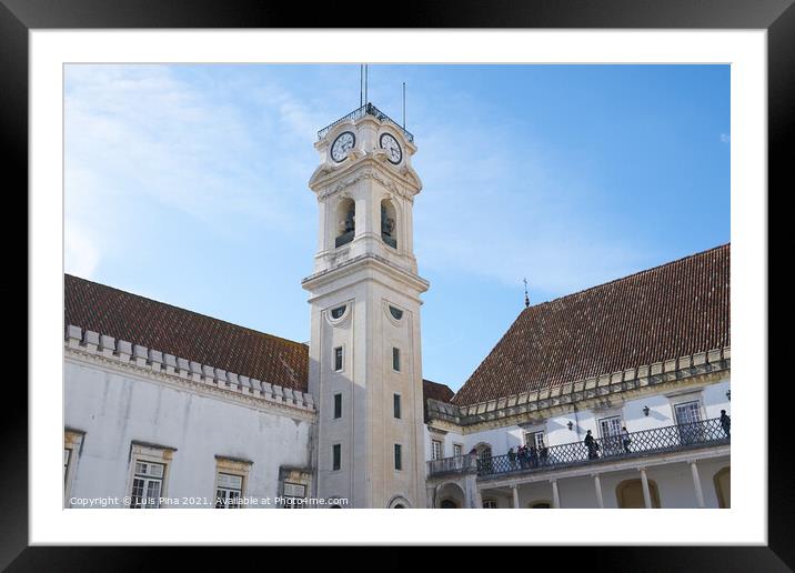 Coimbra historic University with students and tourists in Portugal Framed Mounted Print by Luis Pina