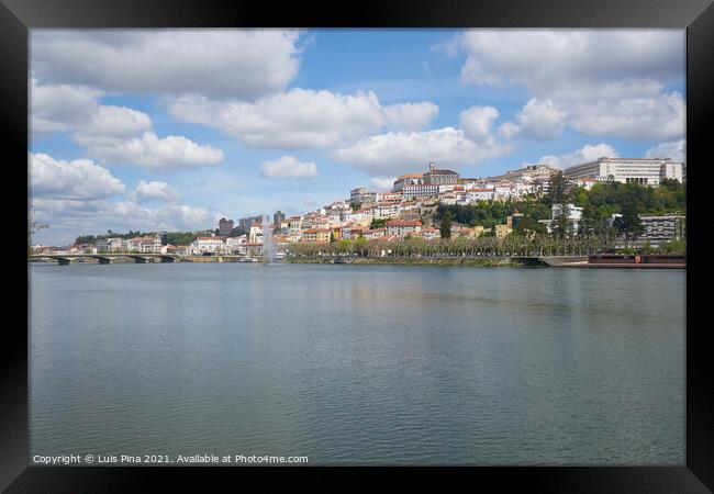 Coimbra city view with Mondego river, in Portugal Framed Print by Luis Pina