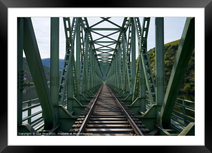 Railway bridge in Douro region in Ferradosa, Portugal Framed Mounted Print by Luis Pina