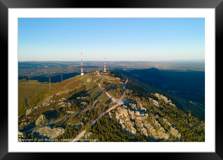Serra da Freita drone aerial view landscape of Sao Macario viewpoint, in Portugal Framed Mounted Print by Luis Pina
