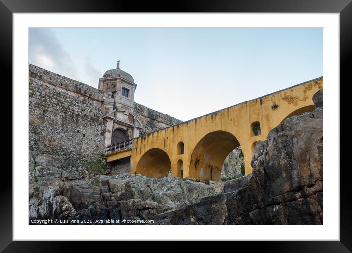 Peniche Fortress with beautiful historic bridge, in Portugal Framed Mounted Print by Luis Pina