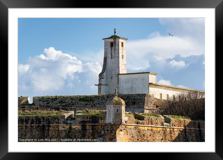 Peniche Fortress with beautiful historic white building and walls, in Portugal Framed Mounted Print by Luis Pina