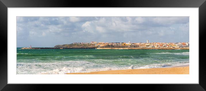 Panorama of Supertubos beach in Peniche, Portugal Framed Mounted Print by Luis Pina