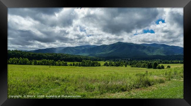 View from Cades Cove in Great Smoky Mountains Nati Framed Print by Miro V