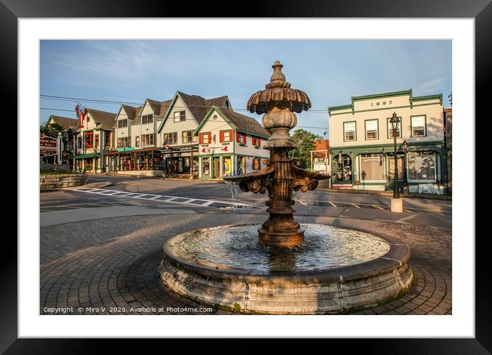 Fountain in Bar Harbor down town Framed Mounted Print by Miro V
